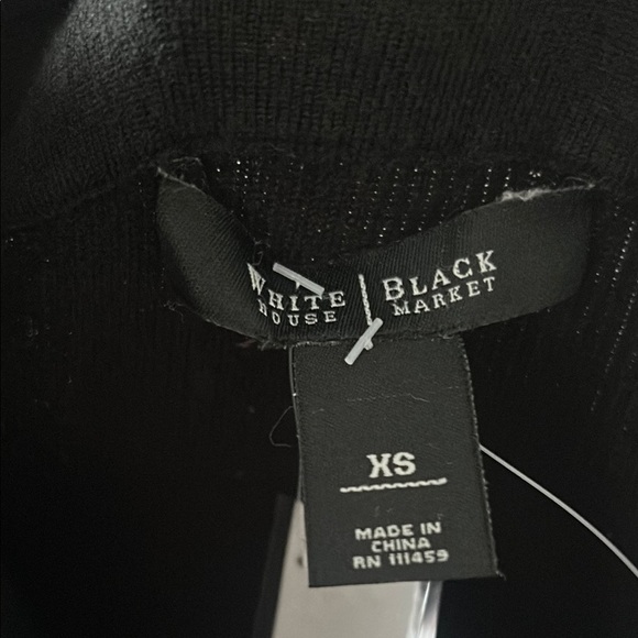 White House Black Market Black Asymmetrical Long Sleeve Sheath Dress - Picture 2 of 4